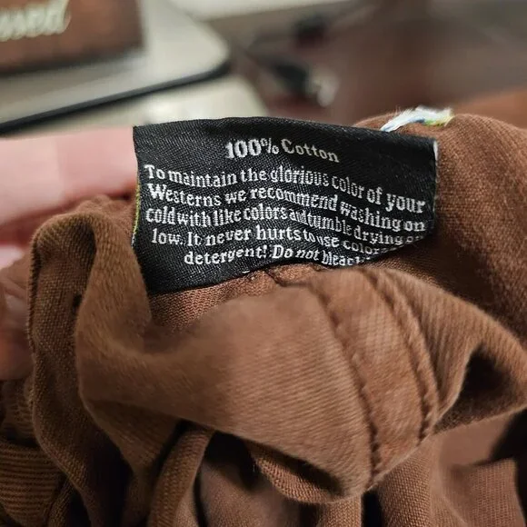 Big Bud Press Western Pants Burnt Terracotta Wide Leg Cotton Pintuck 5XL Petite - Picture 12 of 12